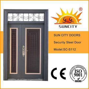 Sun City Exterior Steel Safety Door with Transom Window (SC-S112)